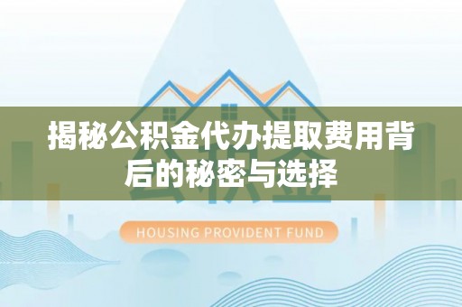 濠江揭秘公积金代办提取费用背后的秘密与选择