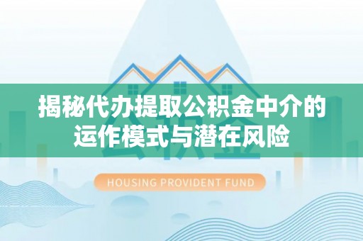 濠江揭秘代办提取公积金中介的运作模式与潜在风险